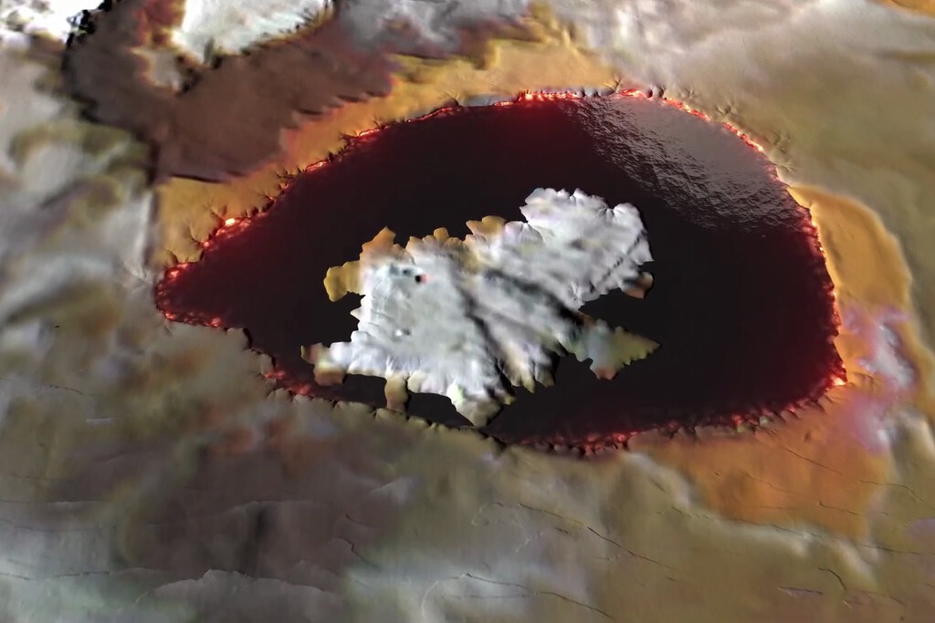 La NASA ha captado algo alucinante en Ío, la luna de Júpiter: un lago de lava donde crece una montaña lisa como el vidrio 