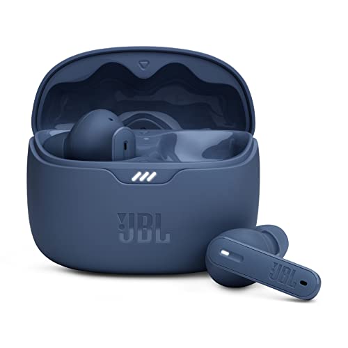 JBL Auriculares Tune Beam In-Ear, inalámbricos, resistentes al agua, cancelación de ruido y tecnología de 4 micrófonos, con batería de hasta 48 horas de duración, en azul